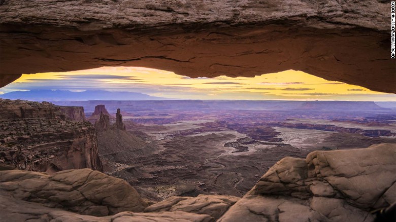 Mesa Arch overlooks Canyonlands National Park in Utah, another site featured in the IMAX film, which will be shown in 60 countries.