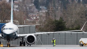 Boeing 737 MAX maiden flight roars off the runway
