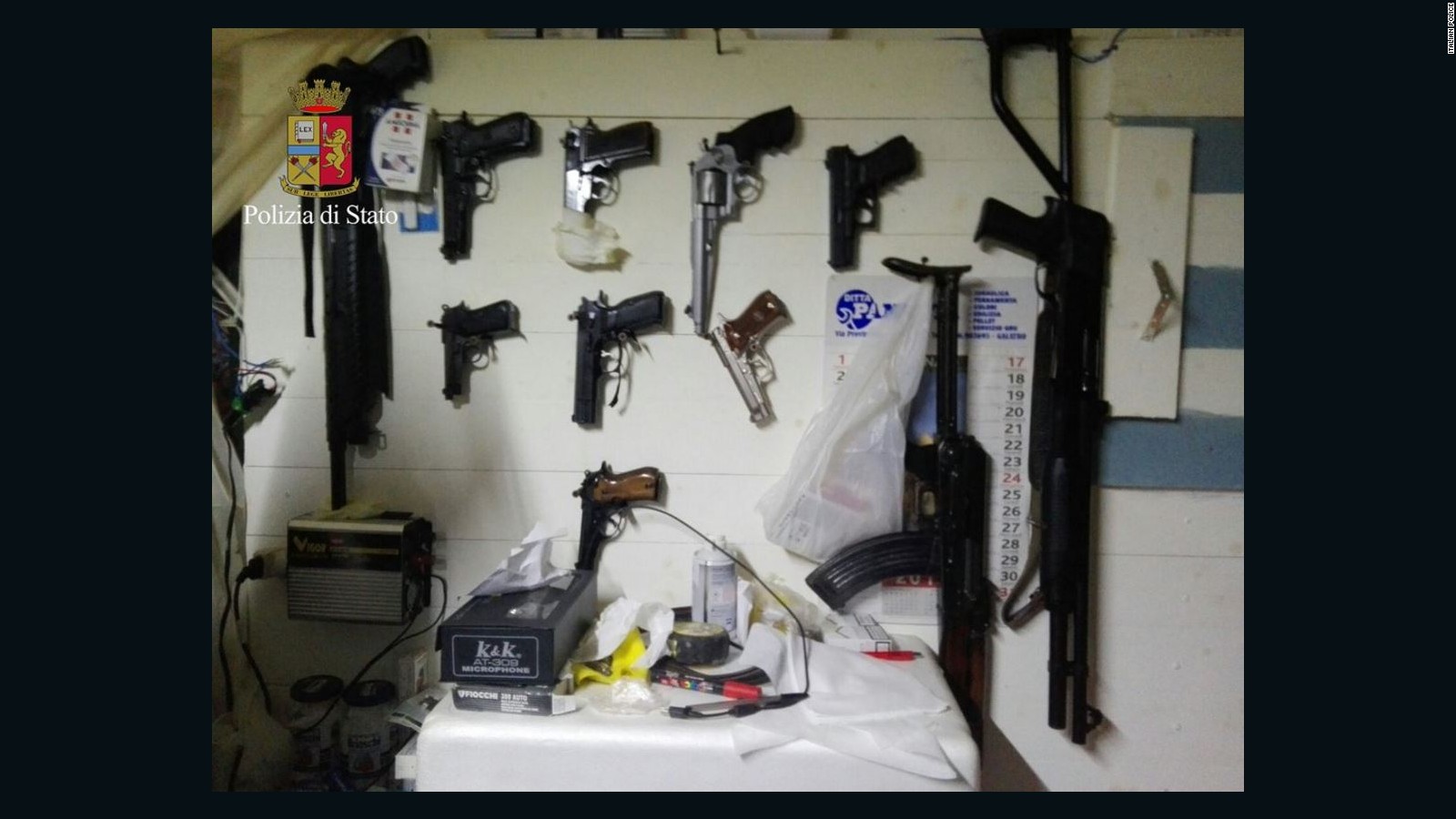 A collection of weapons was found in the bunker.