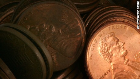 Pennies lay in a pile July 6, 2006 in Des Plaines, Illinois. 