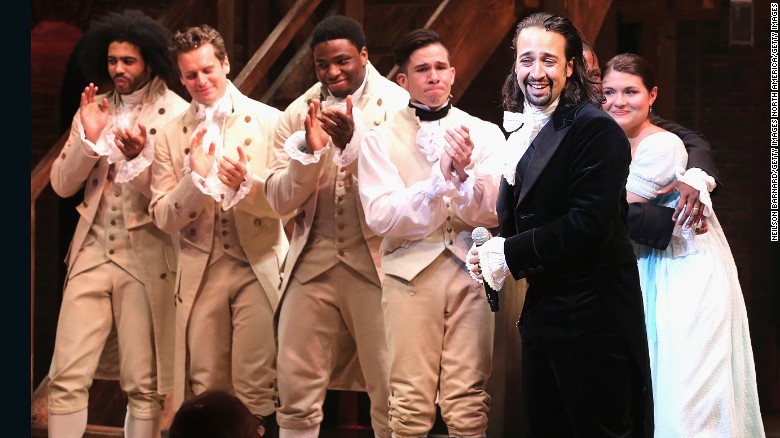 Lin-Manuel Miranda performs in  &quot;Hamilton&quot; on opening night on Broadway on August 6, 2015.