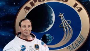 Edgar Mitchell in his official Apollo 14 portrait.