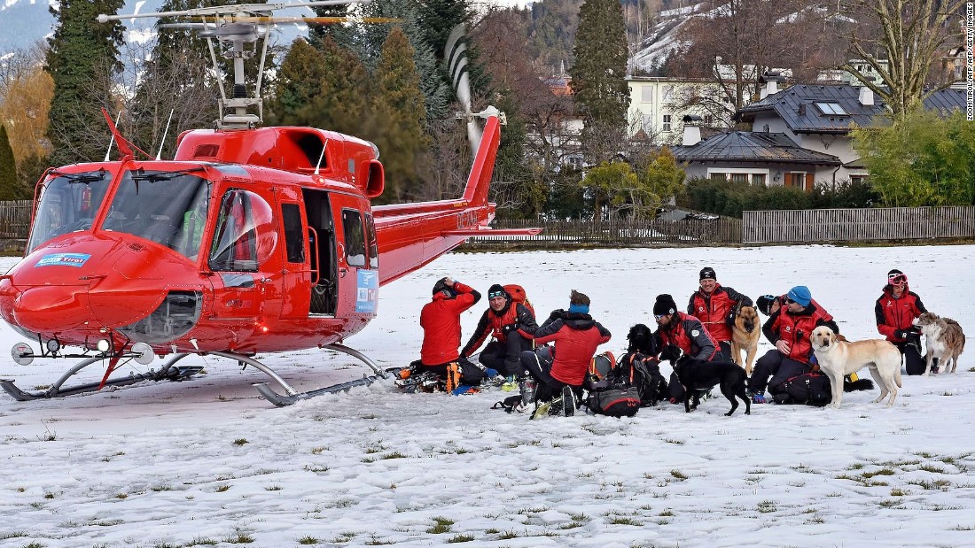 Rescue teams prepare to search for victims of an avalanche in Austria on Saturday, February 6.