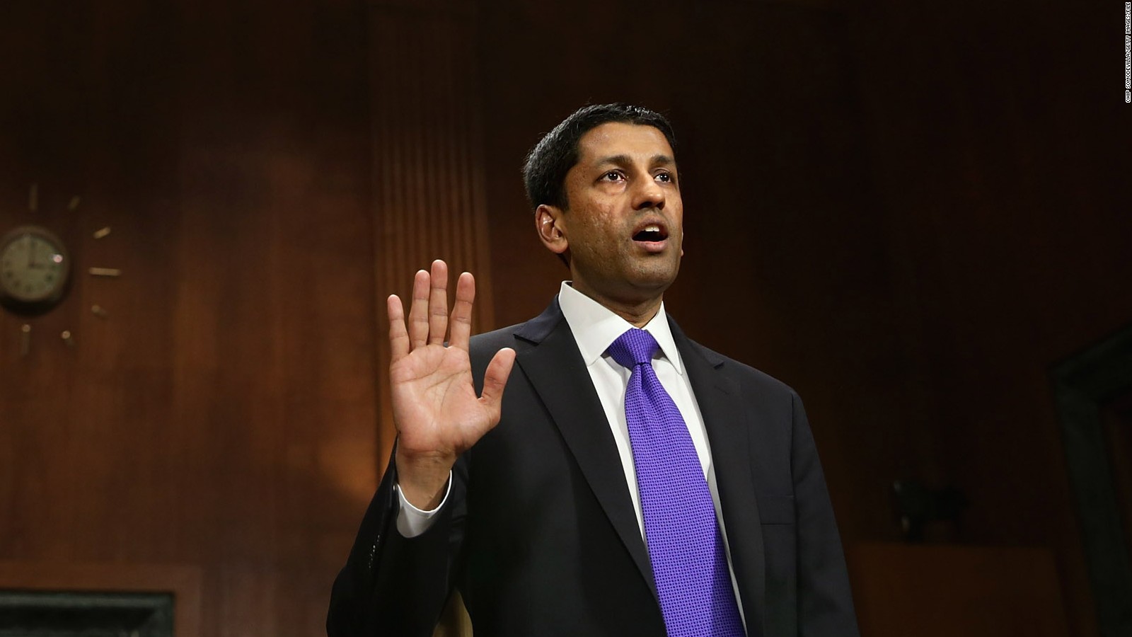 Principal Deputy Solicitor General of the United States Srikanth Srinivasan is sworn in before testifying to the Senate Judiciary Committee on Capitol Hill April 10, 2013.