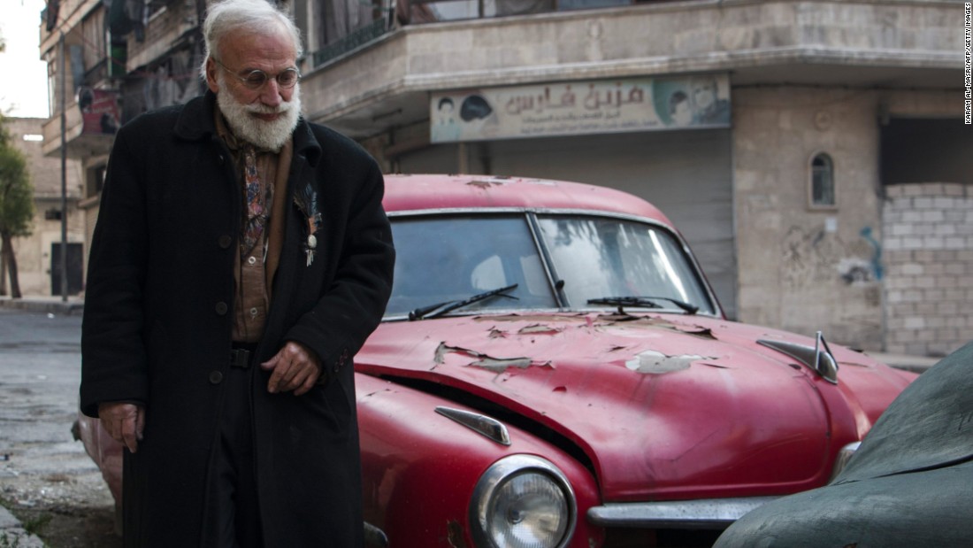 The 69-year-old&#39;s family fled fighting in Aleppo, but he stayed behind to care for his cars.