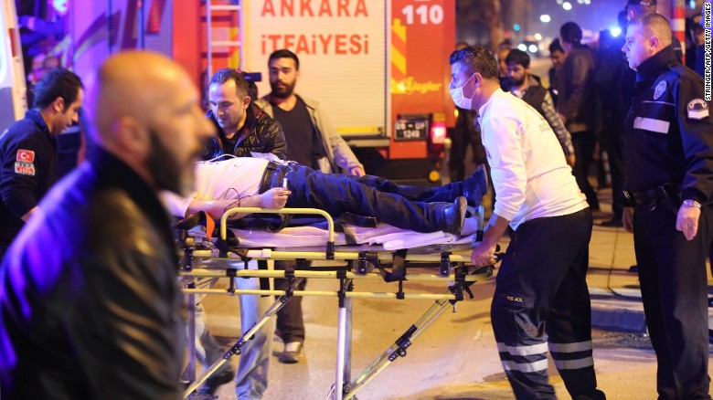 An injured person receives medical treatment on February 17. The cause of the blast wasn&#39;t immediately available. But Ankara Gov. Mehmet Kiliclar said it may have been caused by a car bomb, according to Anadolu.