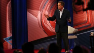 Republican presidential candidate, Ohio Gov. John Kasich answers a question in a CNN South Carolina Republican Presidential Town Hall.