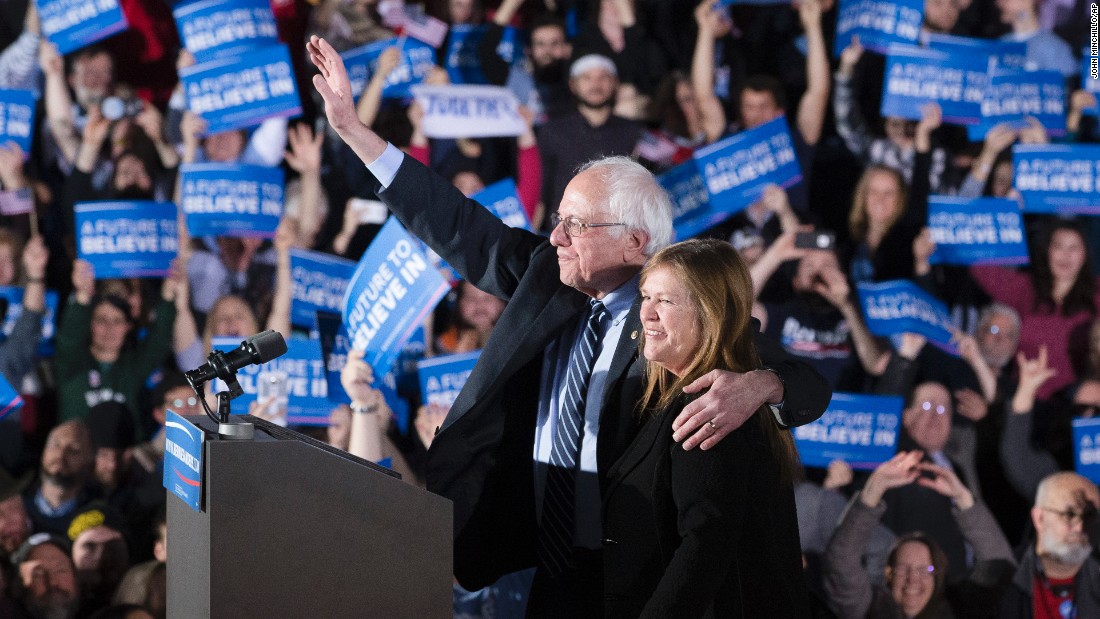 Sanders and his wife, Jane, wave to the crowd during a primary night rally in Concord, New Hampshire, on February 9. Sanders defeated Clinton in the New Hampshire primary with 60% of the vote, becoming &lt;a href=&quot;http://www.cnn.com/2016/02/04/politics/bernie-sanders-jewish-new-hampshire-primary/index.html&quot; target=&quot;_blank&quot;&gt;the first Jewish candidate to win a presidential primary.&lt;/a&gt;
