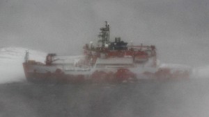 Australian icebreaker the Aurora Australis runs aground at Mawson Station in Antarctica on Thursday, February 25.