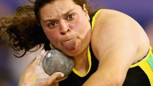 SHEFFIELD, ENGLAND - FEBRUARY 27:  Sophie McKinna in action during the Womens Shot Putt Final during day one of the Indoor British Championships  at English Institute of Sport on February 27, 2016 in Sheffield, England.  (Photo by Matthew Lewis/Getty Images)