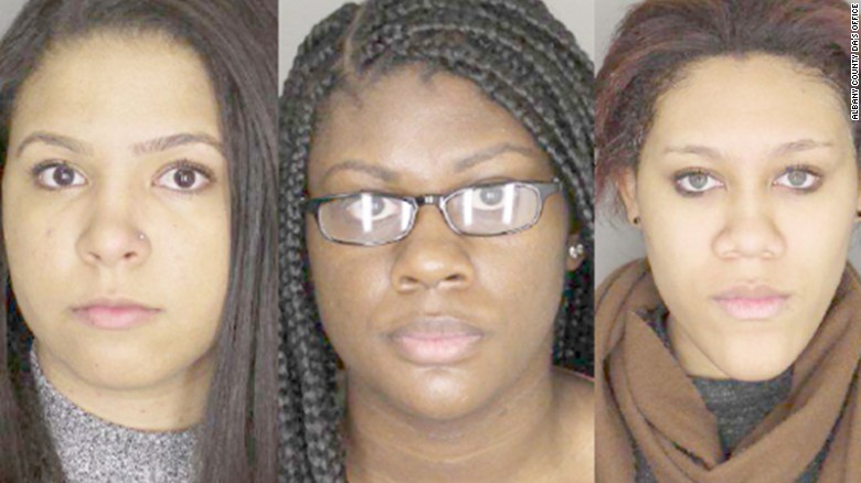 A grand jury indicted, from left, Alexis Briggs, Asha Burwell and Ariel Agudio on multiple charges in an attack on a city bus.