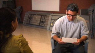 Carlos Adrian Vzquez  Jr., 18, reads the letter he wrote to Pope Francis.