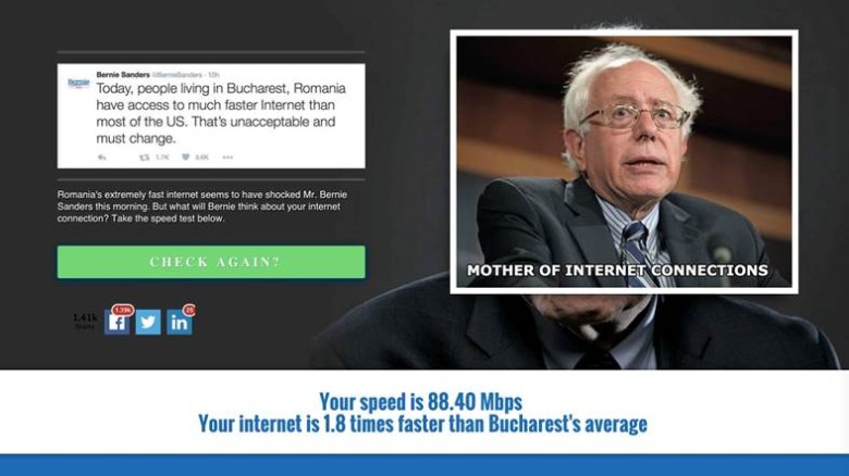 Some Romanians took offense at a Bernie Sanders tweet and started a website for comparing Internet connection speeds.
