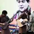 Bhutanese musicians at a music festival on the outskirts of the capitol, as part of the country-wide celebration of the 60th birthday of the fourth king.