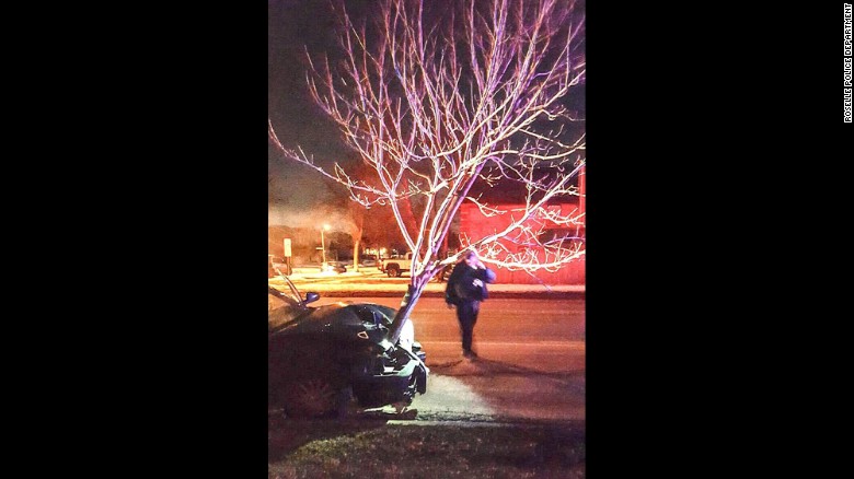 Roselle, Illinois, police encountered the aftermath of a most unusual car-tree encounter.