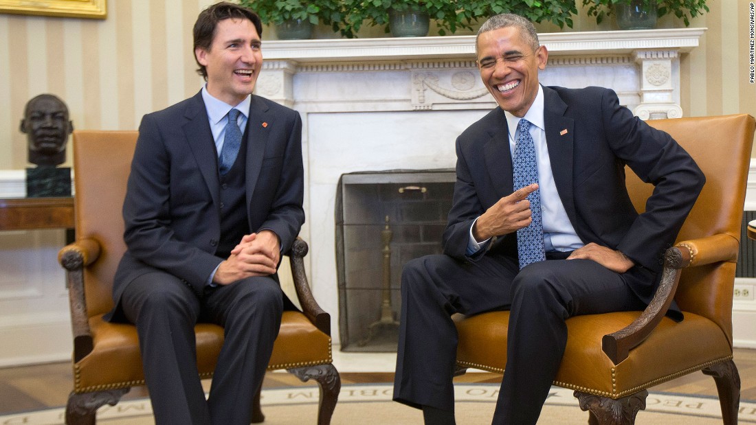 President Obama welcomes Prime Minister Trudeau to the Oval Office of the White House on March 10.