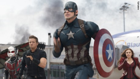 Marvel's Captain America: Civil War

L to R: Falcon/Sam Wilson (Anthony Mackie), Ant-Man/Scott Lang (Paul Rudd), Hawkeye/Clint Barton (Jeremy Renner), Captain America/Steve Rogers (Chris Evans), Scarlet Witch/Wanda Maximoff (Elizabeth Olsen), and Winter Soldier/Bucky Barnes (Sebastian Stan)

Photo Credit: Film Frame

© Marvel 2016