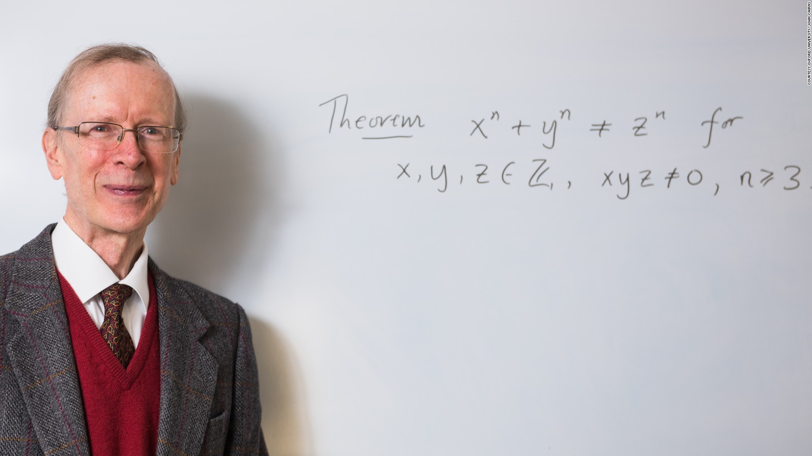 Professor Andrew Wiles in front of Fermat's Last Theorem.