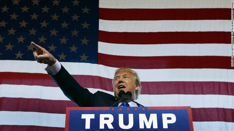 MESA, AZ - DECEMBER 16: Republican presidential candidate Donald Trump speaks to guest gathered during a campaign event at the International Air Response facility on December 16, 2015 in Mesa, Arizona. Trump is in Arizona the day after the Republican Presidential Debate hosted by CNN in Las Vegas, Nevada. (Photo by Ralph Freso/Getty Images)