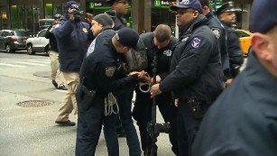 Scuffle in New York City during an anti-Trump protest