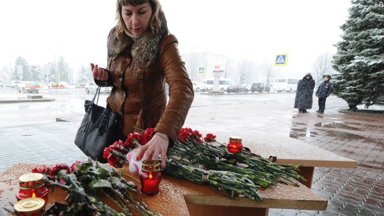 Tributes to crash victims at the Rostov-on-Don airport.
