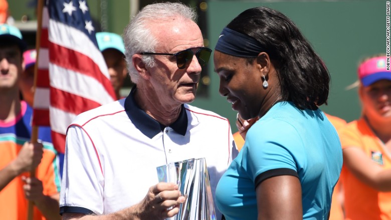 Raymond Moore, Indian Wells tournament director, caused controversy Sunday by saying female tennis players &quot;ride on the coattails&quot; of their male counterparts. &quot;If I was a lady player, I'd go down every night on my knees and thank God that Roger Federer and Rafa Nadal were born,&quot; he said.