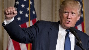 Republican presidential candidate Donald Trump speaks during the Palm Beach County GOP Lincoln Day Dinner at the Mar-A-Lago Club, Sunday, March 20, in Palm Beach, Fla. 