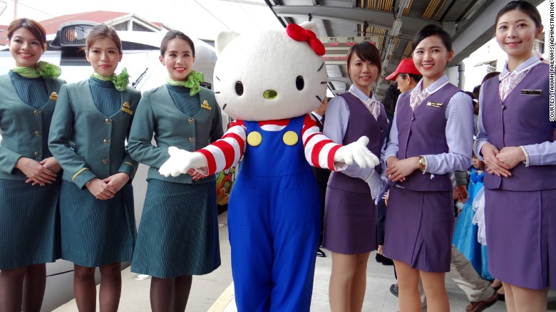 Starting April 21, the themed trains connecting Taipei and Taitung will run periodically on Fridays, Saturdays and Sundays. Though highly captivating, real-world Kitty -- here effortlessly upstaging everyday staffers at the train&#39;s inauguration -- will not appear on regular trips.