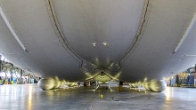 A view of the rear of the aircraft reveals the space where up to 10 tons of cargo could be stowed. Airlander's creators are hoping to develop a newer ship capable of carrying 50 tonnes.