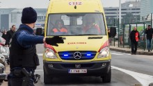 Ambulances arrive at the airport.