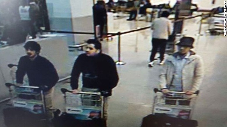 The three men who are suspected of taking part in the attacks at Belgium&#39;s Zaventem Airport. 