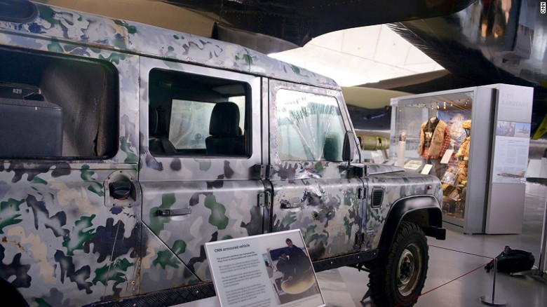 Sniper proof: CNN's first armored vehicle.