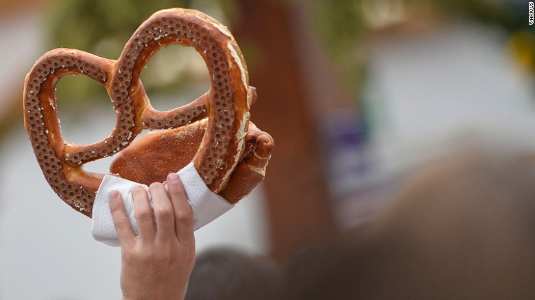We&#39;d recognize that pretzel anywhere. We must be in Munich.