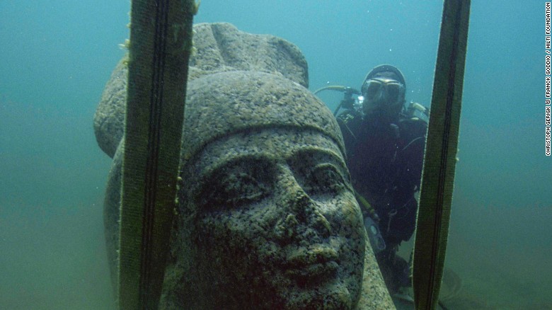 Colossal statue of Hapy, made from pink granite and over five meters high.