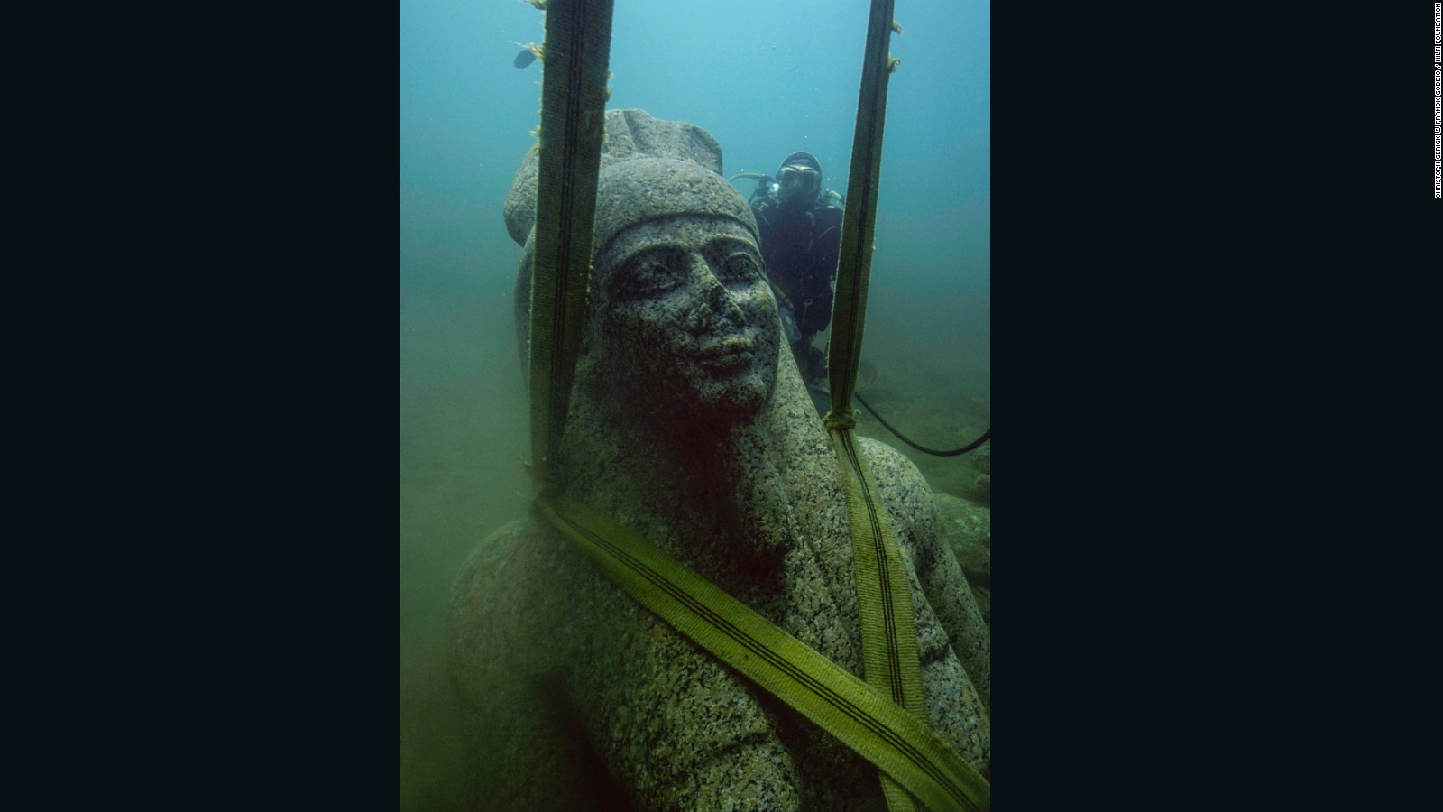 Colossal statue of Hapy, made from pink granite and over five meters high.