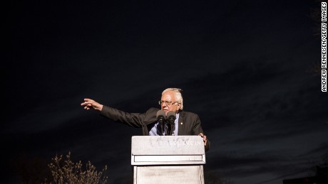 Democratic Presidential Candidate Senator Bernie Sanders speaks at a rally at St. Mary&amp;#39;s Park in the Bronx borough March 31, 2016 in New York City. 