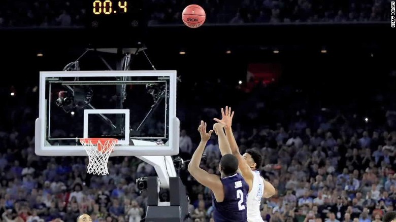 Villanova's Kris Jenkins hit a buzzer-beating three to give the Wildcats a 77-74 win against North Carolina in the NCAA tournament national championship game.