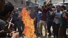 Bangladeshi students protest in Dhaka on April 7 following Samad's slaying.