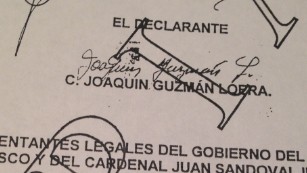 El Chapo&#39;s signature can be seen on the deposition