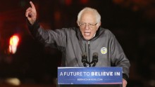 Presidential candidate Bernie Sanders speaks during the rally at Washington Square Park on April 13.