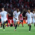 Sevilla celebrate Europa League 