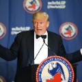 Republican presidential candidate Donald Trump speaks during the 2016 annual New York State Republican Gala on April 14, 2016 in New York City. Donald Trump, Senator Ted Cruz of Texas and Gov. John R. Kasich of Ohio take part in a fund-raiser for the state Republican Party, being the first time they are seen together since they decided to abandon the so-called loyalty pledge they signed last year to support whoever becomes the party nominee. (Photo by Eduardo Munoz Alvarez/Getty Images)