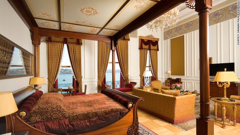 The Sultan Suite overlooks the Bosphorus.