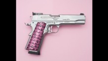 Photographers Miguel Hahn and Jan-Christophe Hartung were surprised by the scale of gun ownership in the country. So they set out to document it. The pistol pictured here is owned by a young woman.