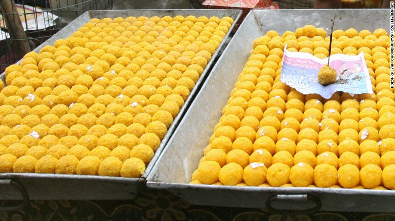 Laddu, seen here at a market in Kolkata, are popular sweets for celebratory occasions. 