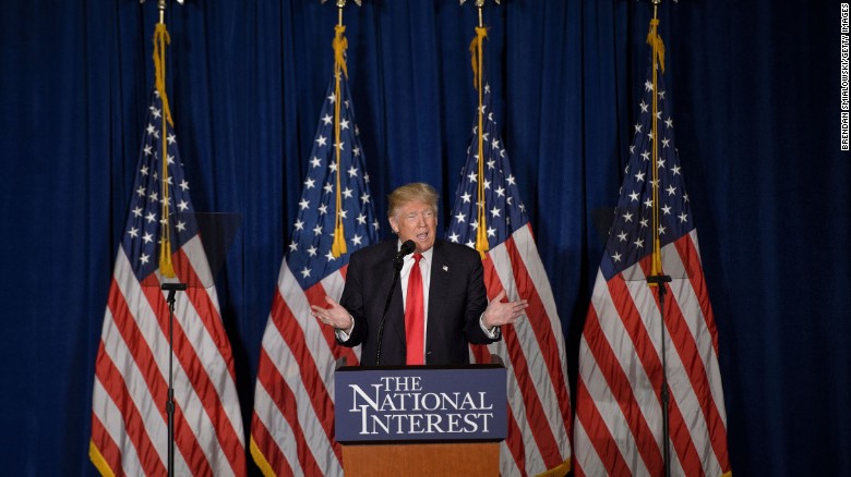 Republican presidential candidate Donald Trump delivers a foreign policy speech at the Mayflower Hotel April 27, 2016 in Washington, DC.