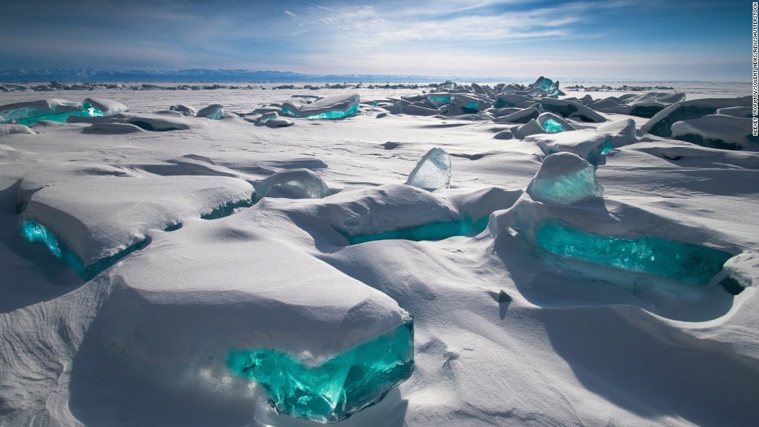 Frozen for at least four months a year, Baikal&#39;s water is so clean that it forms ice that turns into shockingly vivid shades of blue.