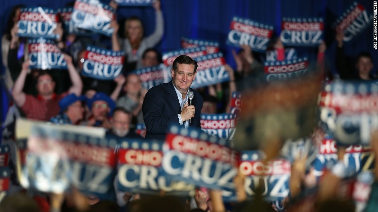 U.S. Sen. Ted Cruz, a Republican presidential candidate, speaks during a campaign rally at the Indiana State Fairgrounds on Monday, May 2.