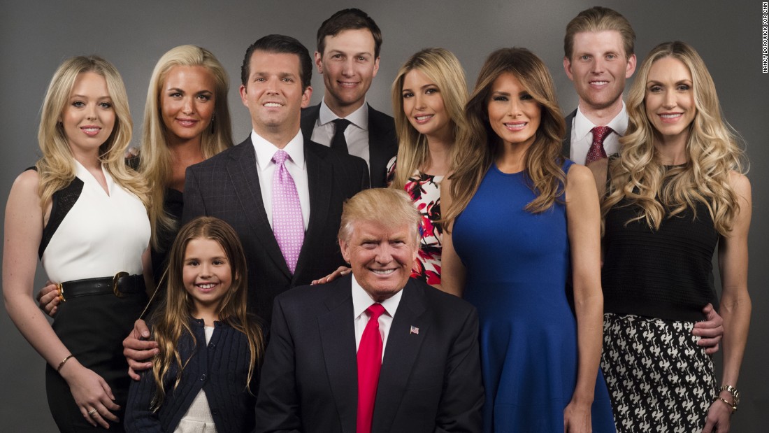 The Trump family poses for a photo in New York in April.