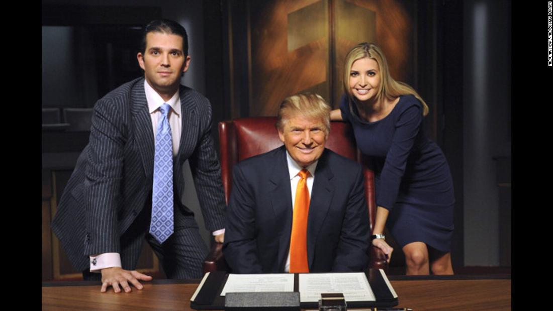 Trump appears on the set of &amp;quot;The Celebrity Apprentice&amp;quot; with two of his children -- Donald Trump Jr. and Ivanka Trump -- in 2009. 